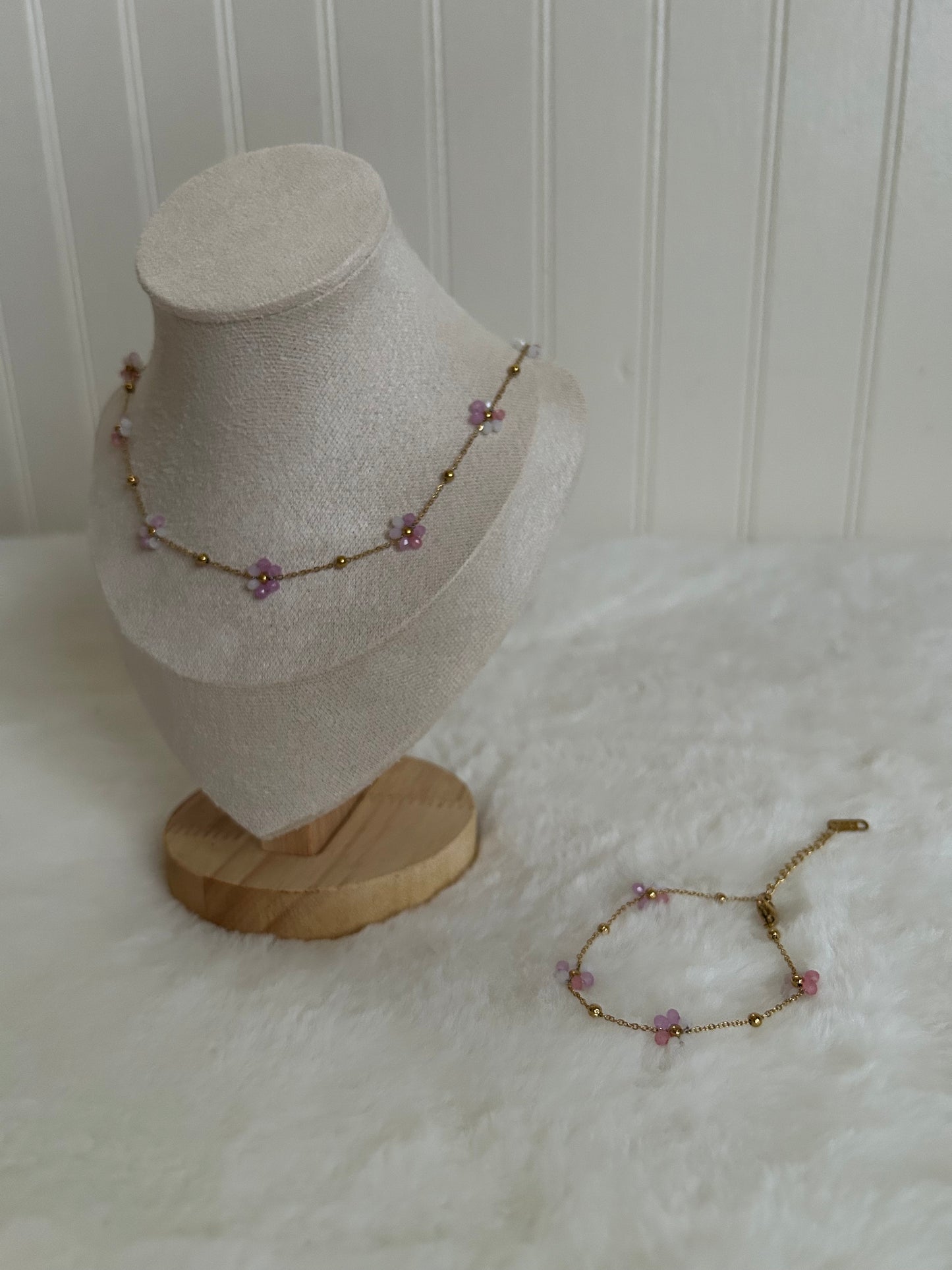 Pink blossom necklace