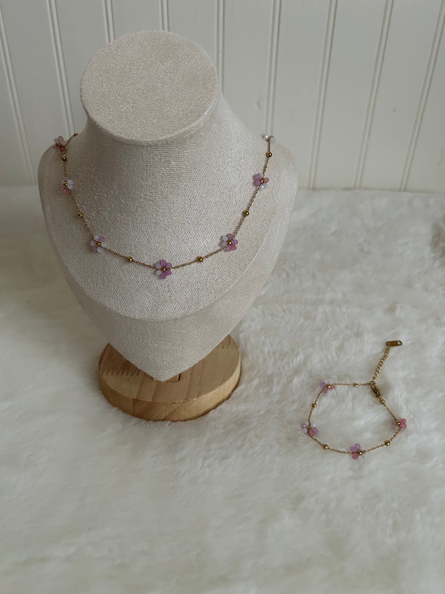 Pink blossom necklace