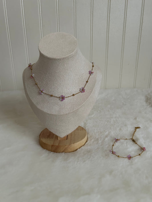 Pink blossom necklace